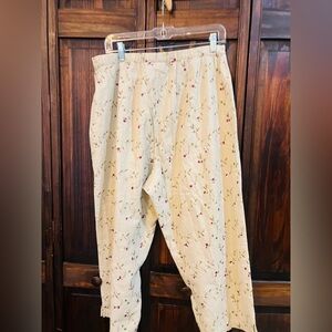 Coldwater Creek Linen Blend Pants in Cream and‎ Green